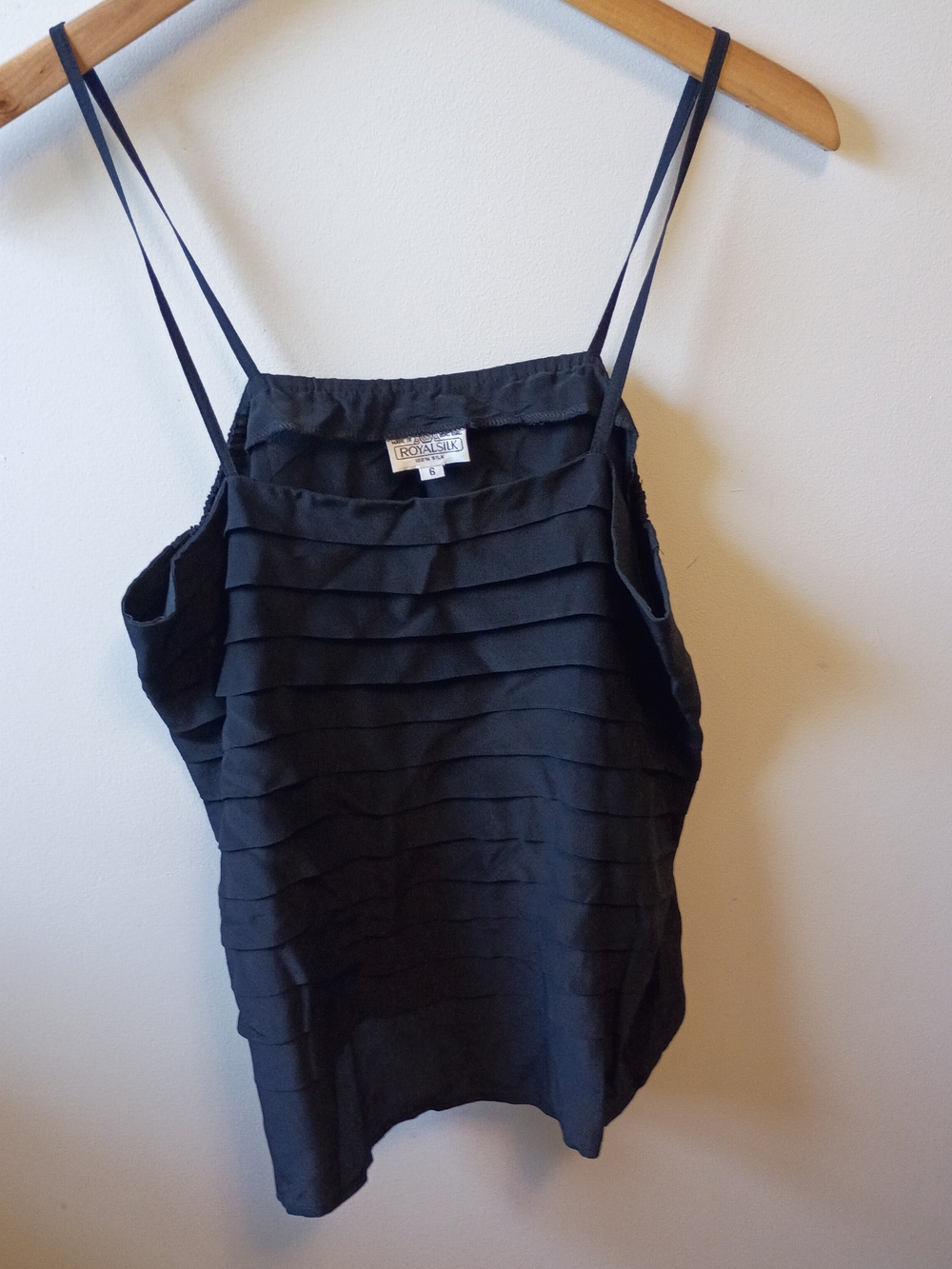 Rory Beca Black Ruffled Silk Tiered Camisole